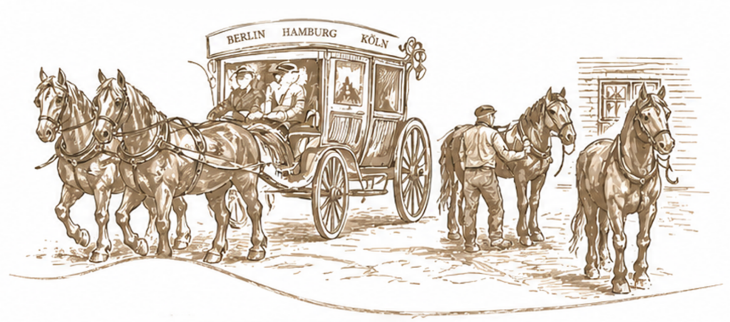Geschichte-Kutschfahrten Illustration Pferde, beige