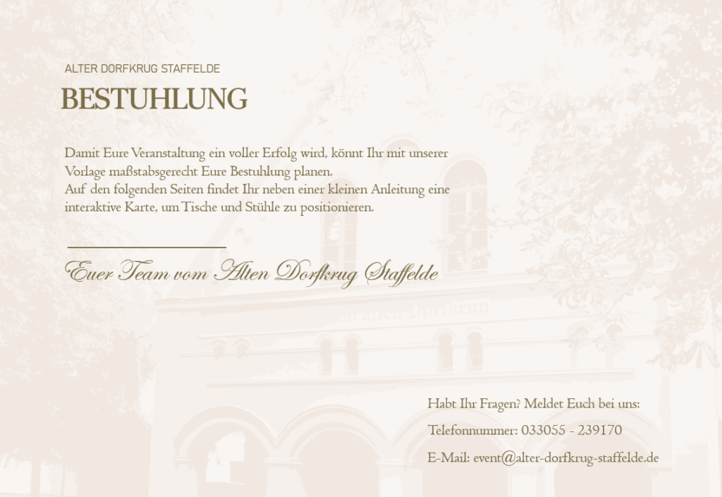 Bestuhlung Übersicht PowerPoint